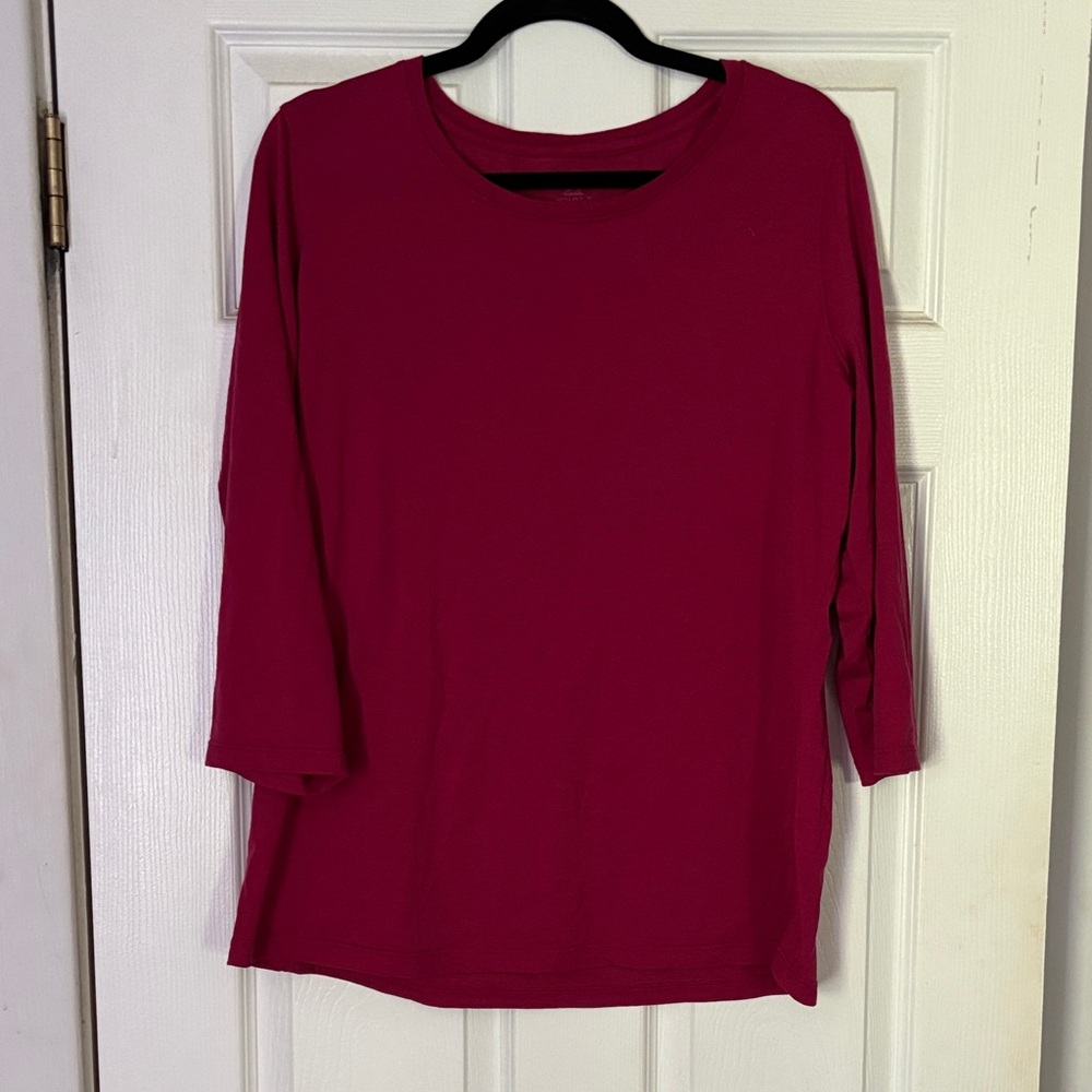 Woolx Large Jenny tee top magenta EUC